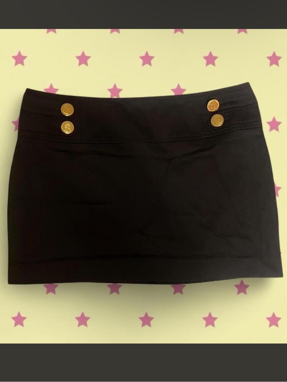 Express Black Mini Skirt with Gold Button Accents